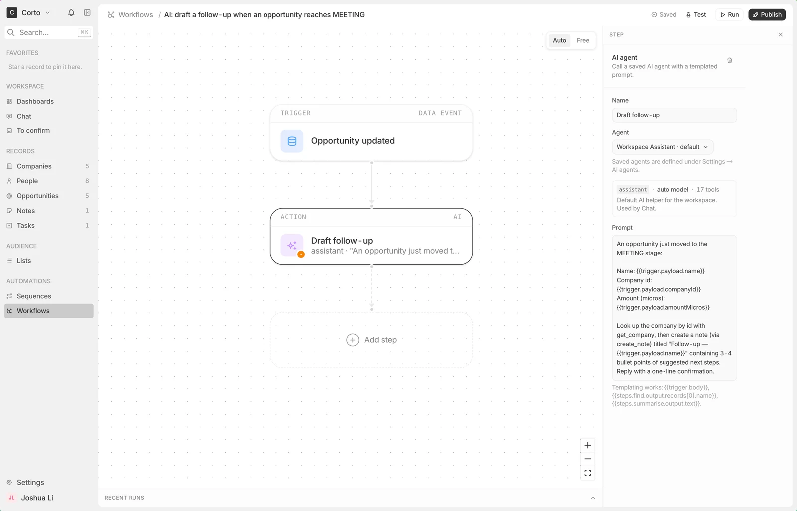 Corte — workflow automation editor