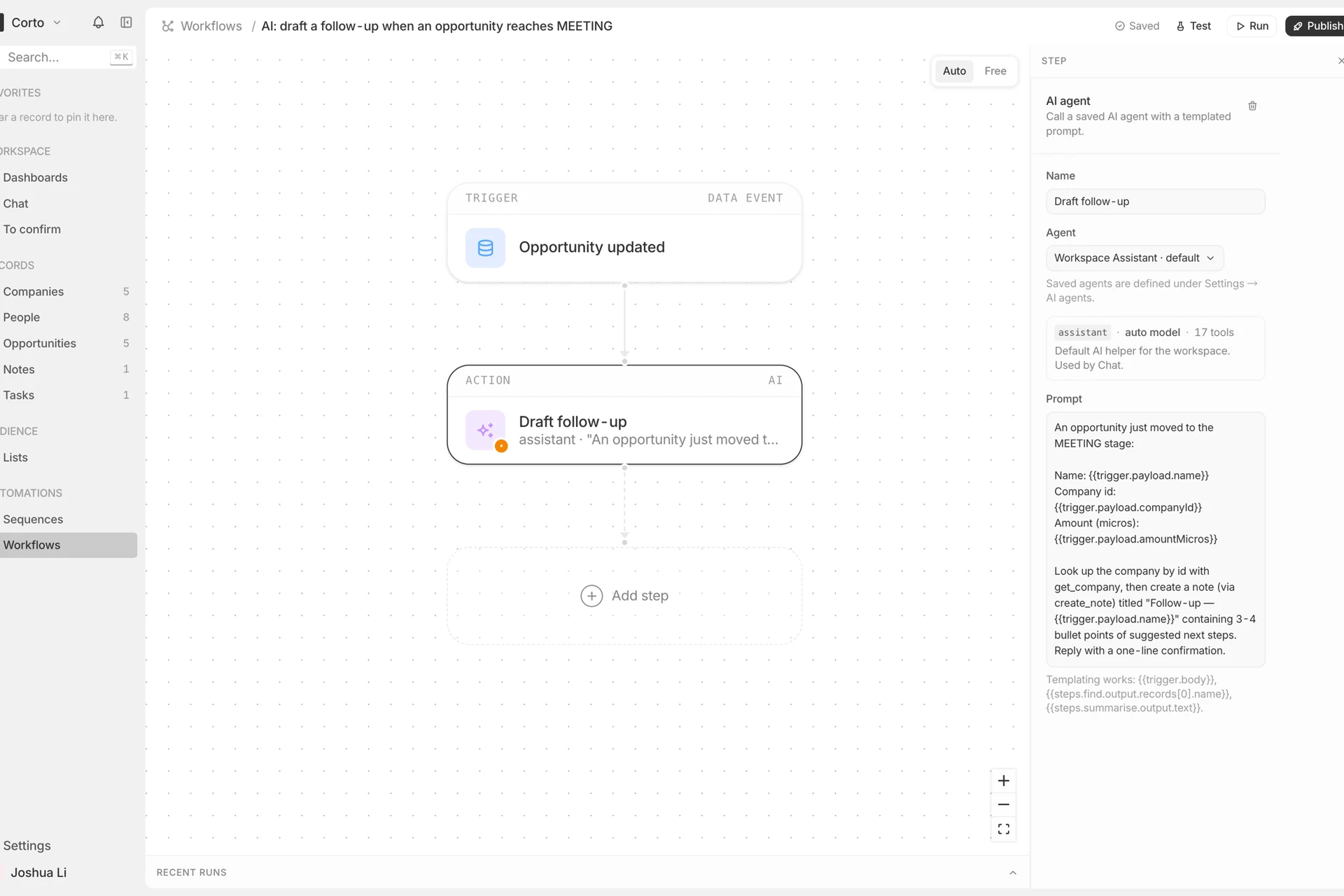 Corte — workflow automation editor