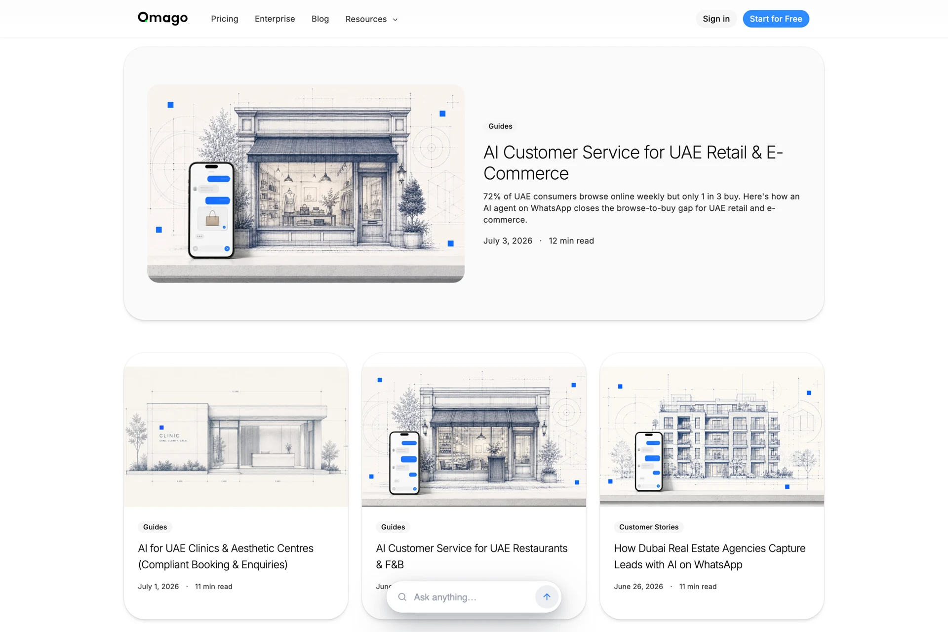 Omago — blog article layout