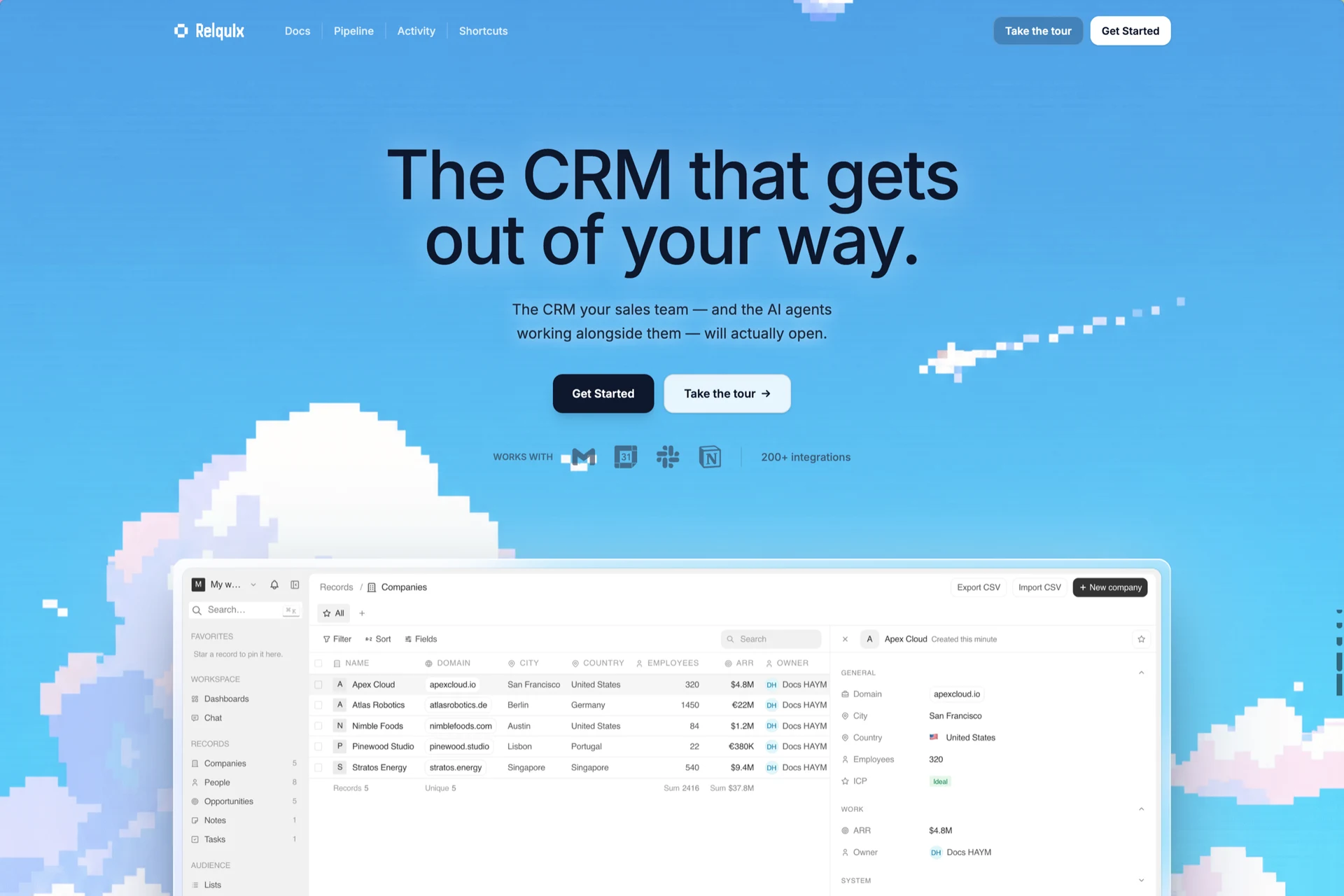 Relquix — CRM landing page