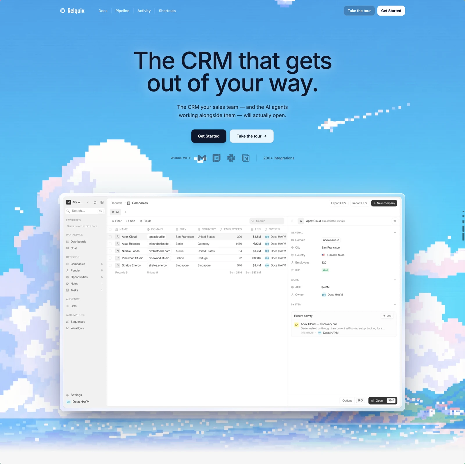 Relquix — CRM landing page